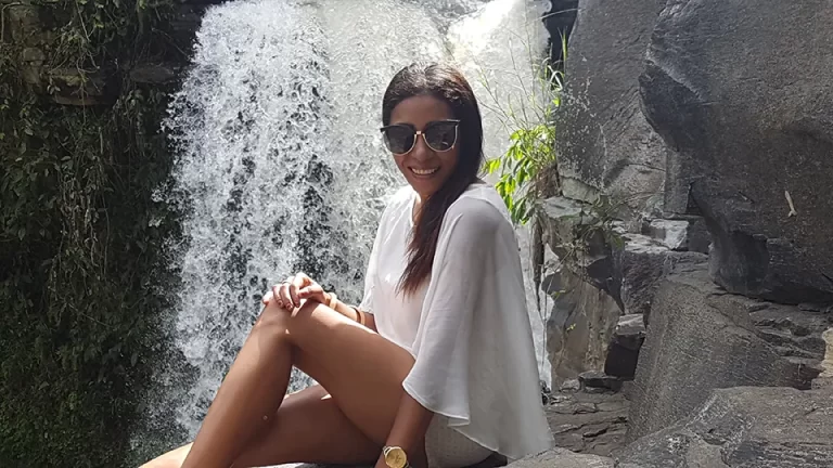 Waty at waterfall
